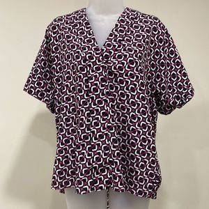 Michael Kors short sleeve pink and black blouse.  Size L.  12/14.